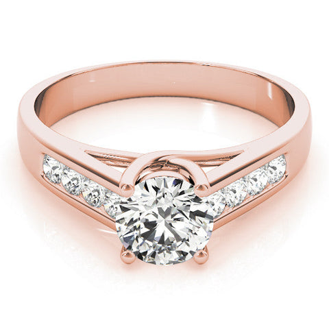 Rose gold Round Brilliant Channel-Set Solitaire Ring with Four-Prong Setting
