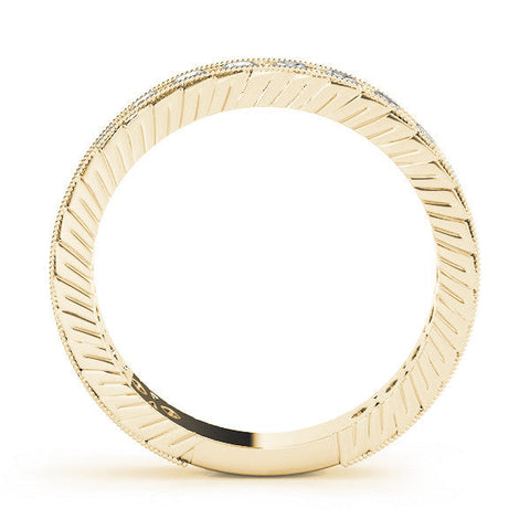Yellow gold Round Diamond Milgrain Channel Set Eternity Band