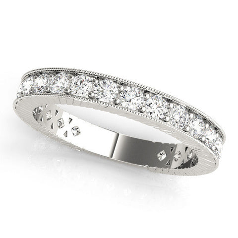 White gold Round Diamond Milgrain Channel Set Eternity Band