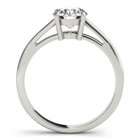 White gold Round Solitaire Diamond Ring with Split Shank and Four-Prong Setting