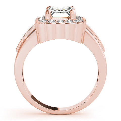 Rose gold Cushion Cut Halo Pave Band Four-Prong Ring