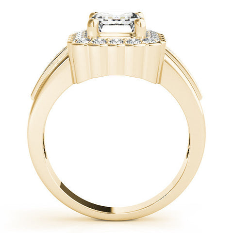 Yellow gold Cushion Cut Halo Pave Band Four-Prong Ring
