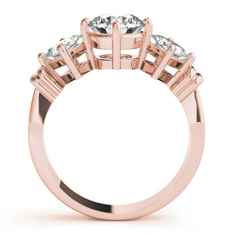Rose gold Three-Stone Emerald and Princess Cut Diamond Ring with Channel Band and Four-Prong Setting
