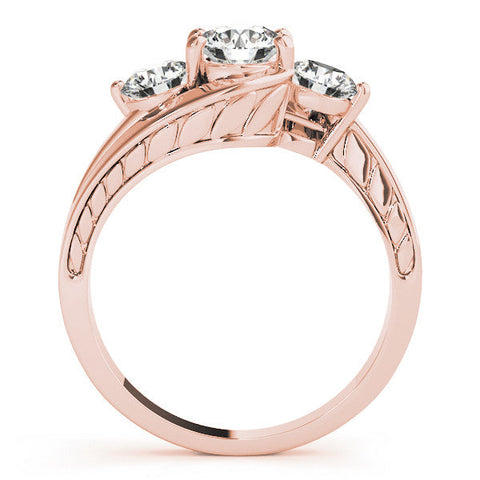 Rose gold Three-Stone Round Brilliant Split Shank Prong Set Ring