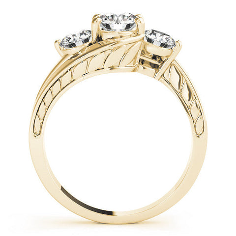 Yellow gold Three-Stone Round Brilliant Split Shank Prong Set Ring
