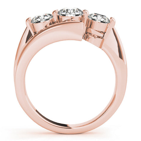 Rose gold Three-Stone Round Diamond Bypass Band with Prong Setting