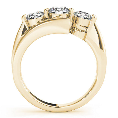 Yellow gold Three-Stone Round Diamond Bypass Band with Prong Setting