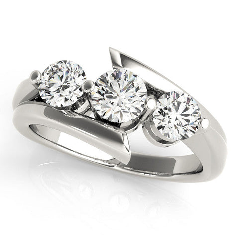 Platinum Three-Stone Round Diamond Bypass Band with Prong Setting