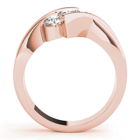 Rose gold Three-Stone Round Diamond Crossover Band with Channel Prong Setting