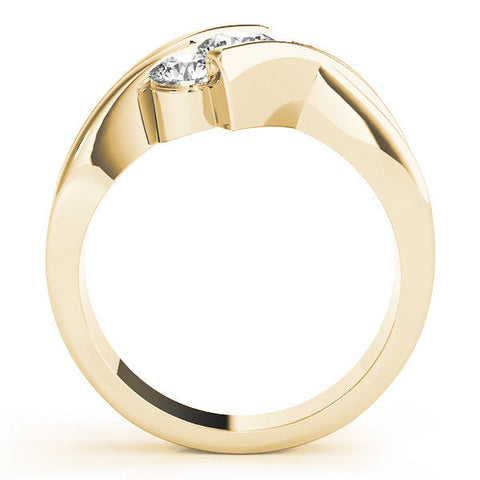 Yellow gold Three-Stone Round Diamond Crossover Band with Channel Prong Setting
