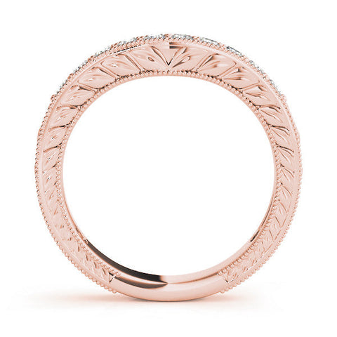 Rose gold Milgrain Round Diamond Curved Eternity Band with Pavé Setting