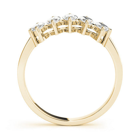 Yellow gold Five Stone Marquise Diamond Prong Set White Gold Band