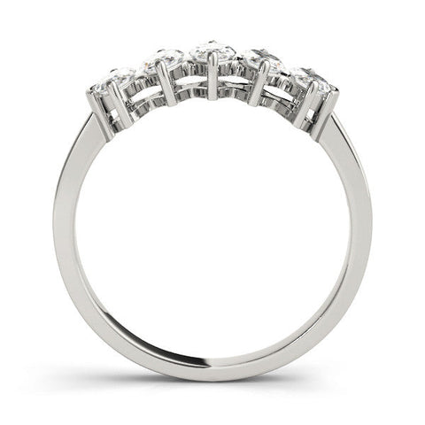 White gold Five Stone Marquise Diamond Prong Set White Gold Band