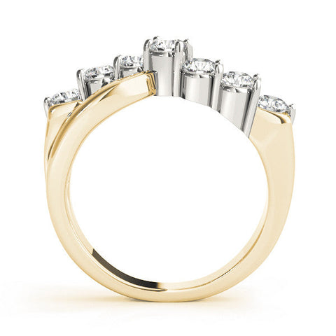 Yellow gold Round Brilliant Prong Set Diamond Crossover Band