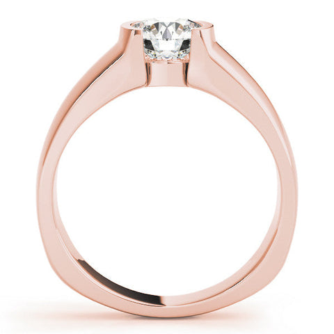 Rose gold Pear Solitaire Bezel Set Diamond Ring with Wide Band