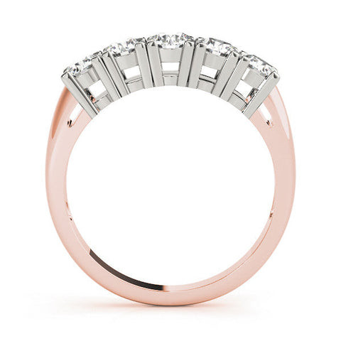 Rose gold Five-Stone Round Diamond Prong Set White Gold Band