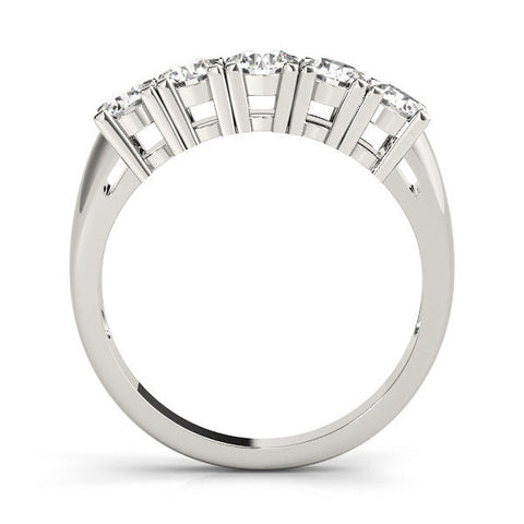 Silver Five-Stone Round Diamond Prong Set Silver Band