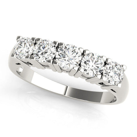 White gold Five-Stone Round Diamond Prong Set White Gold Band