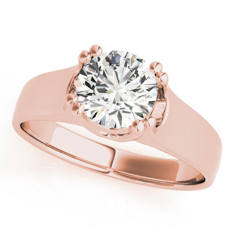 Rose gold Round Solitaire Diamond Ring with Six-Prong Cathedral Setting