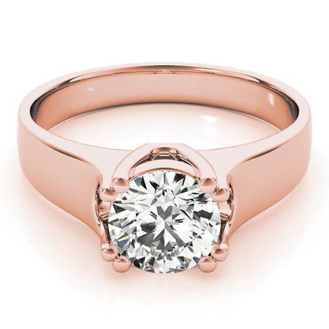 Rose gold Round Solitaire Diamond Ring with Six-Prong Cathedral Setting