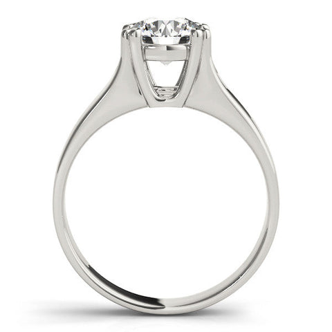 White gold Round Solitaire Diamond Ring with Six-Prong Cathedral Setting