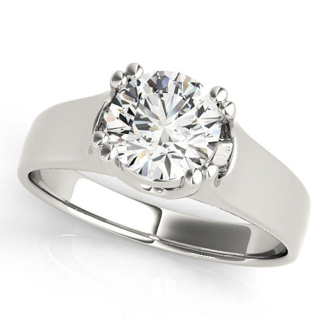 Platinum Round Solitaire Diamond Ring with Six-Prong Cathedral Setting