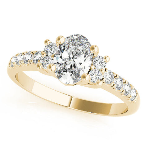 Yellow gold Marquise Diamond Three-Stone Pave Band with Four-Prong Setting