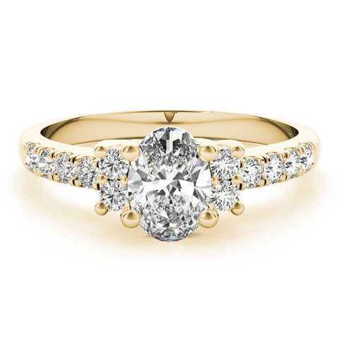 Yellow gold Marquise Diamond Three-Stone Pave Band with Four-Prong Setting