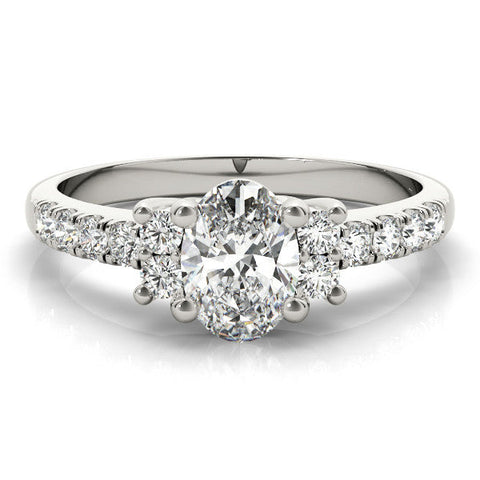 Platinum Marquise Diamond Three-Stone Pave Band with Four-Prong Setting