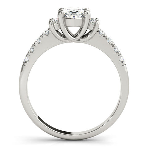 White gold Marquise Diamond Three-Stone Pave Band with Four-Prong Setting