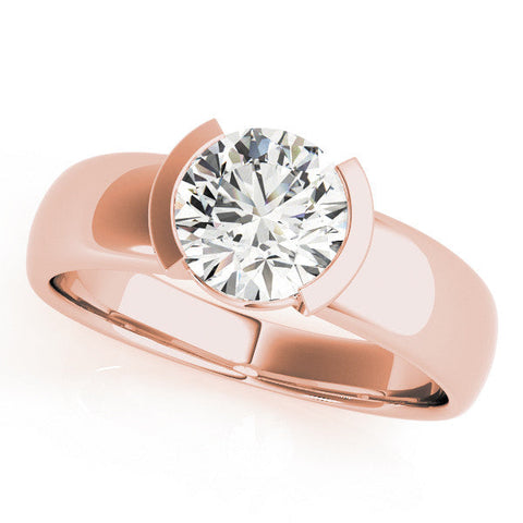 Rose gold Round Solitaire Tension Set Diamond Ring with Wide Band