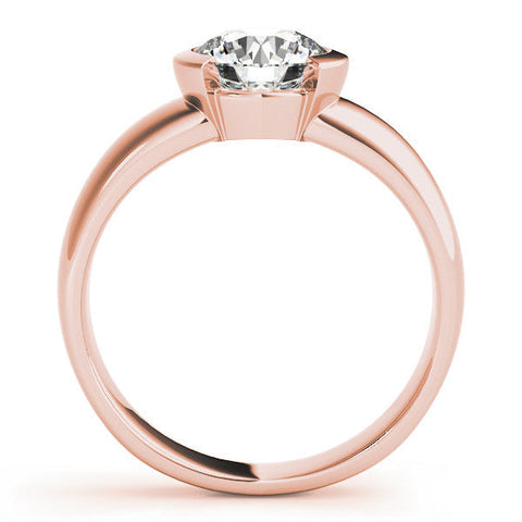Rose gold Round Solitaire Tension Set Diamond Ring with Wide Band