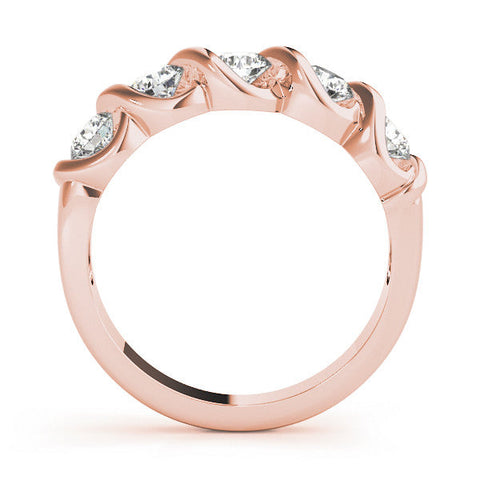 Rose gold Twist Prong Round Diamond Eternity Band