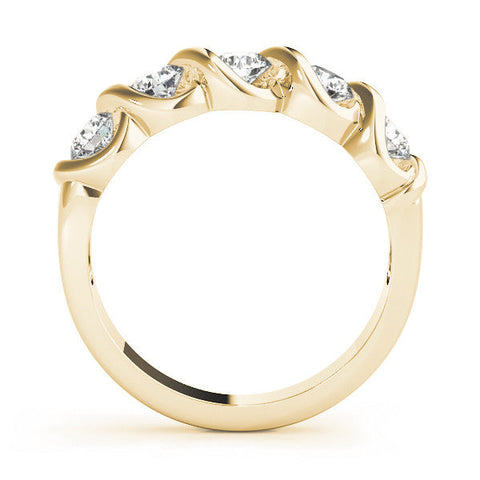 Yellow gold Twist Prong Round Diamond Eternity Band