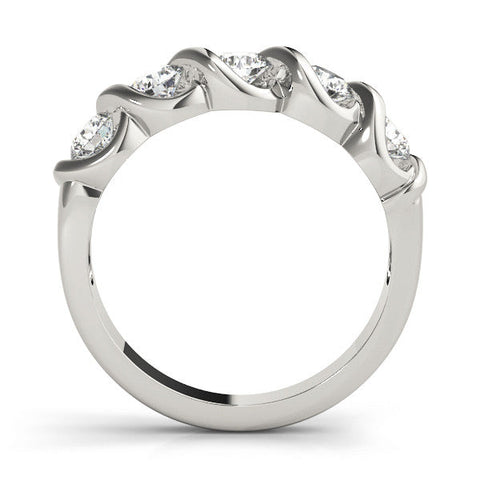 Platinum Twist Prong Round Diamond Eternity Band