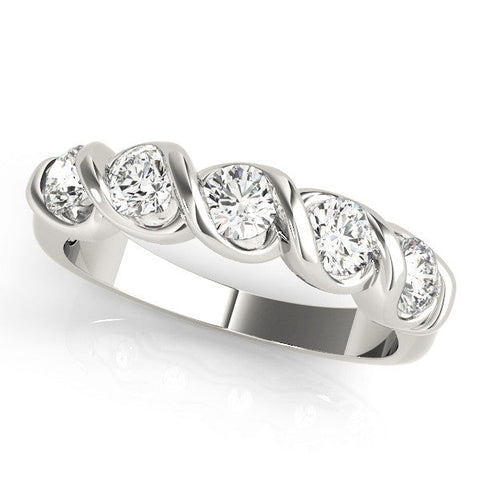 White gold Twist Prong Round Diamond Eternity Band