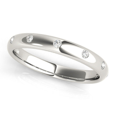 White gold Bezel Set Round Diamond Comfort Fit Band