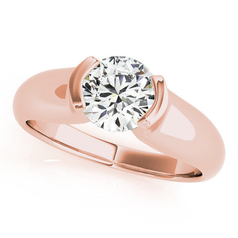 Rose gold Round Solitaire Tension Set Diamond Ring with Split Shank Band
