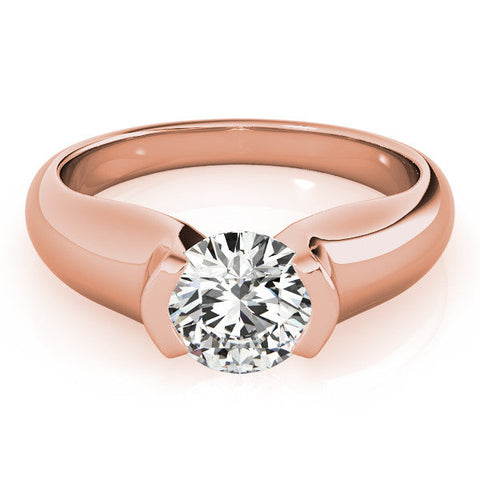 Rose gold Round Solitaire Tension Set Diamond Ring with Split Shank Band