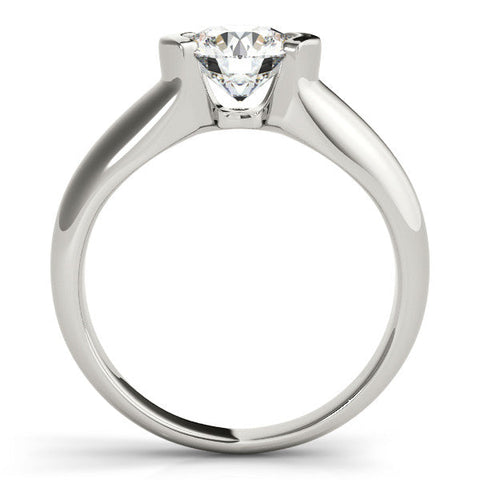 Platinum Round Solitaire Tension Set Diamond Ring with Split Shank Band