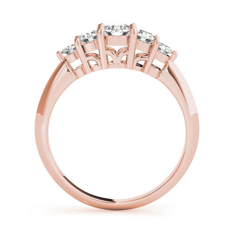 Rose gold Five-Stone Round Brilliant Diamond Prong Set White Gold Band