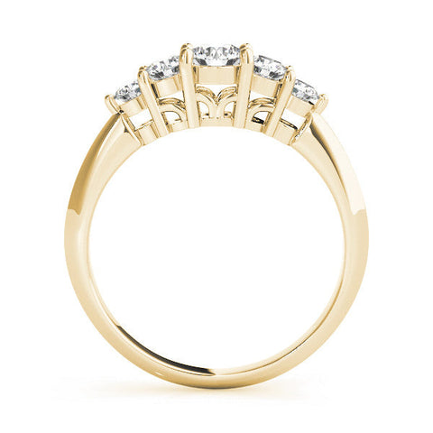Yellow gold Five-Stone Round Brilliant Diamond Prong Set White Gold Band