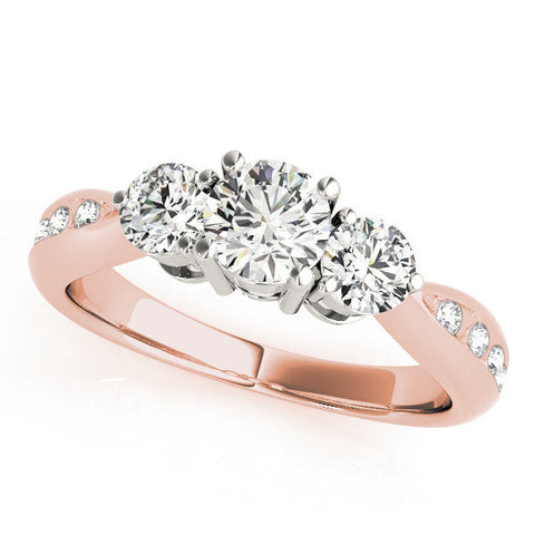 Rose gold Three-Stone Marquise Diamond Channel Set Engagement Ring with Prong Setting