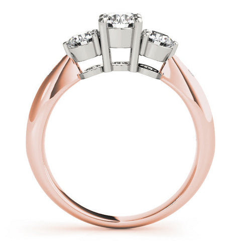 Rose gold Three-Stone Pear Diamond Channel Set Engagement Ring with Prong Setting