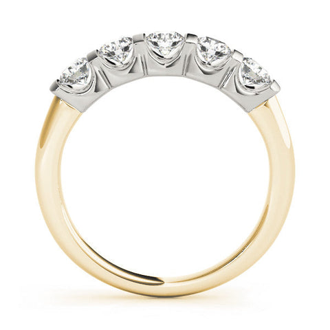 Yellow gold Five-Stone Round Diamond Channel Set White Gold Band