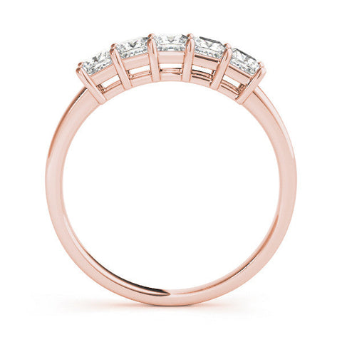 Rose gold Princess Cut Five-Stone Diamond White Gold Band with Prong Setting