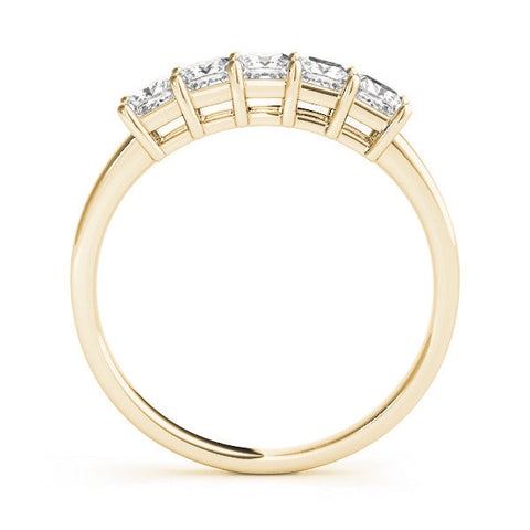 Yellow gold Princess Cut Five-Stone Diamond White Gold Band with Prong Setting