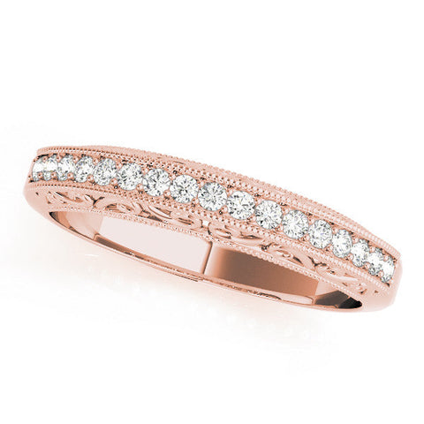 Rose gold Round Diamond Pavé Milgrain White Gold Eternity Band