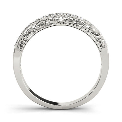 Silver Round Diamond Pavé Milgrain Silver Eternity Band