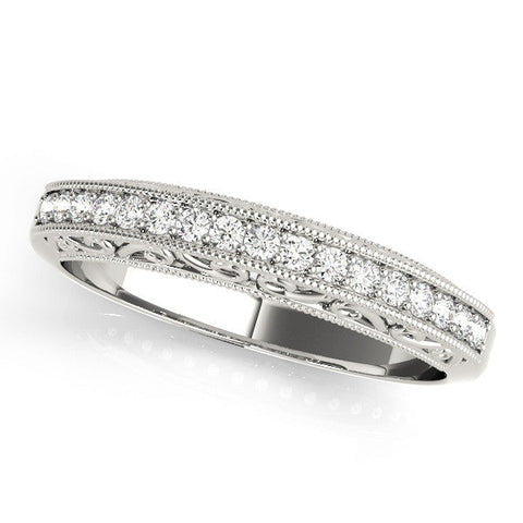 Silver Round Diamond Pavé Milgrain Silver Eternity Band